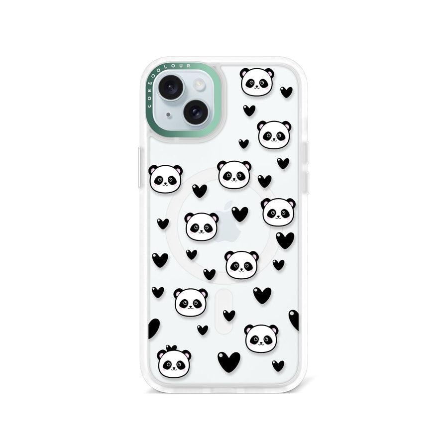 iPhone 15 Plus Panda Heart Phone Case MagSafe Compatible 