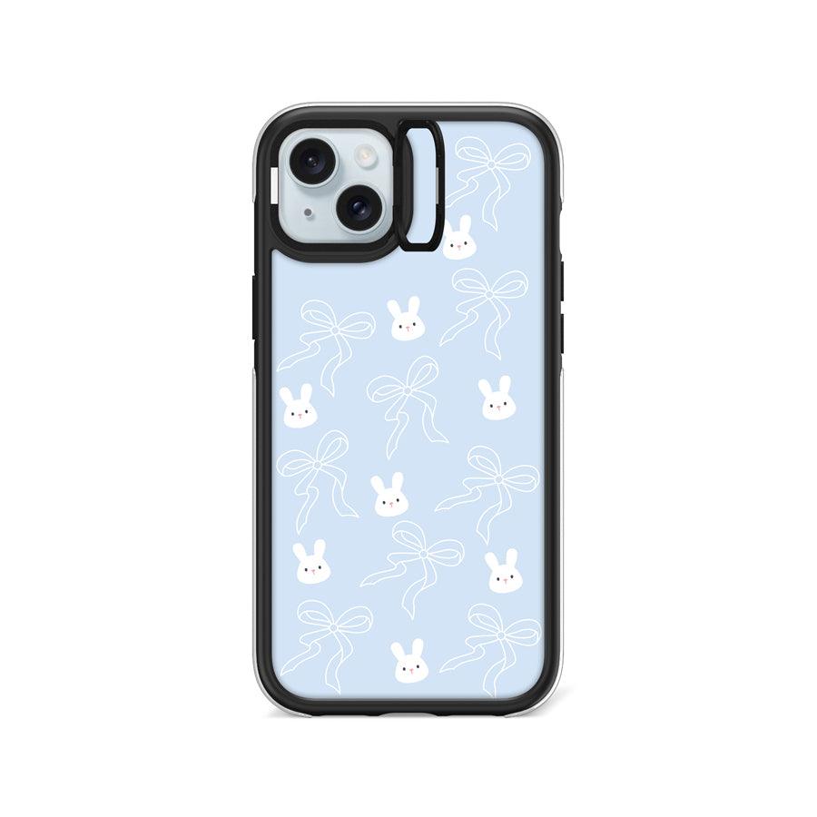 iPhone 15 Plus Rabbit and Ribbon Camera Ring Kickstand Case 