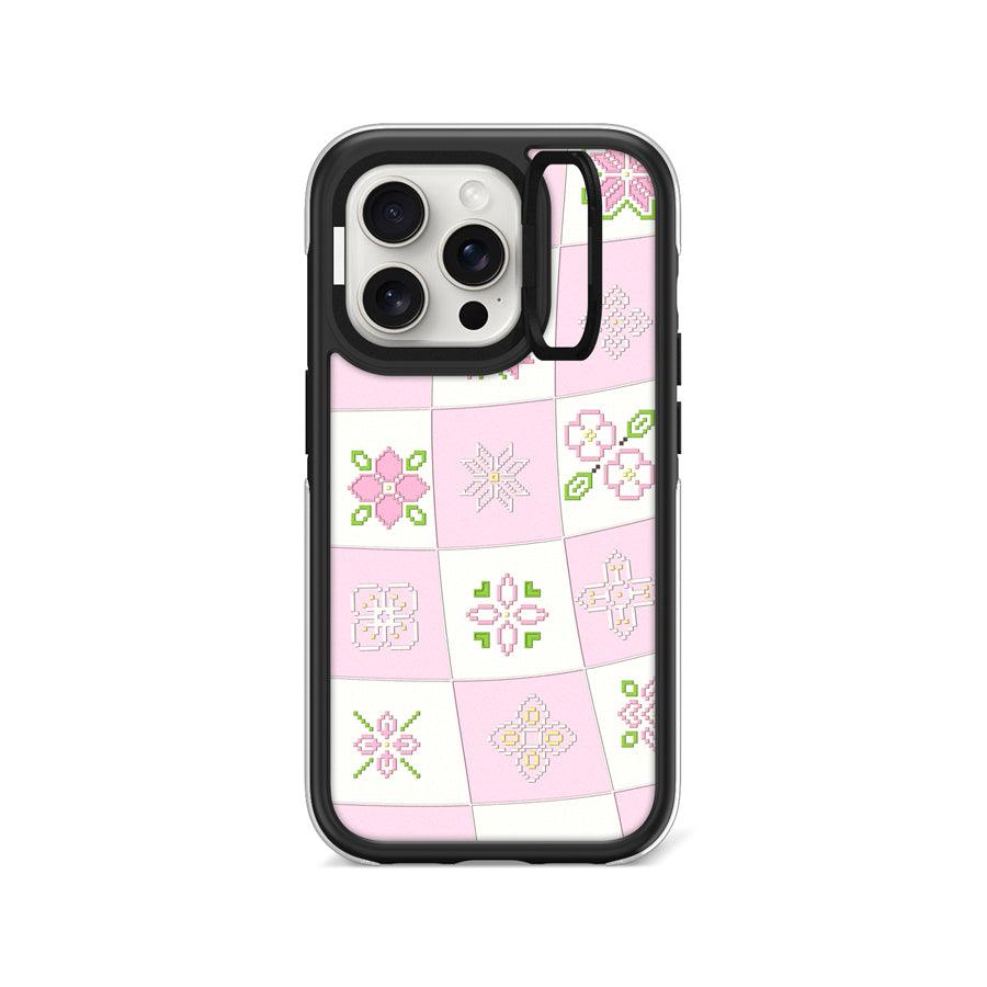 iPhone 15 Pro Cherry Blossom Checker Ring Kickstand Case MagSafe Compatible - CORECOLOUR AU