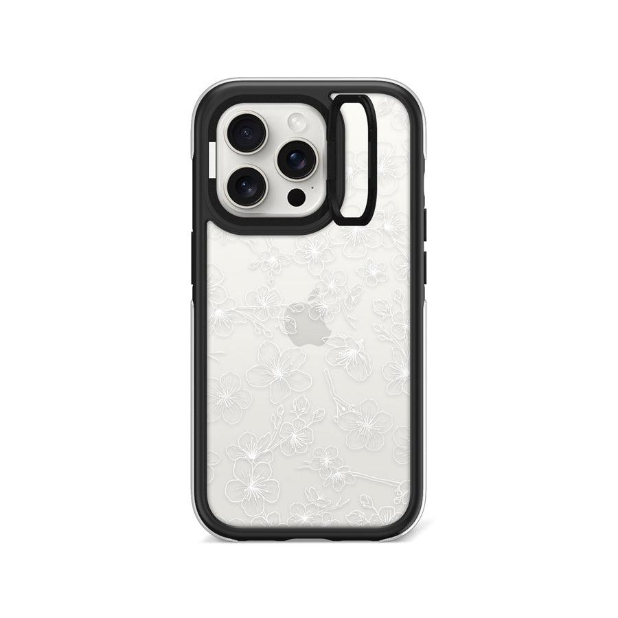 iPhone 15 Pro Cherry Blossom White Camera Ring Kickstand Case - CORECOLOUR AU