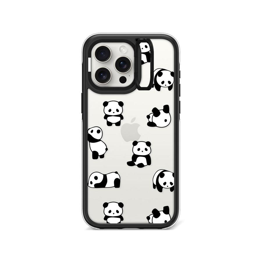 iPhone 15 Pro Max Moving Panda Camera Ring Kickstand Case 