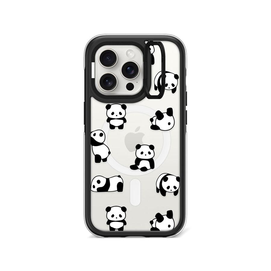 iPhone 15 Pro Max Moving Panda Ring Kickstand Case MagSafe Compatible 