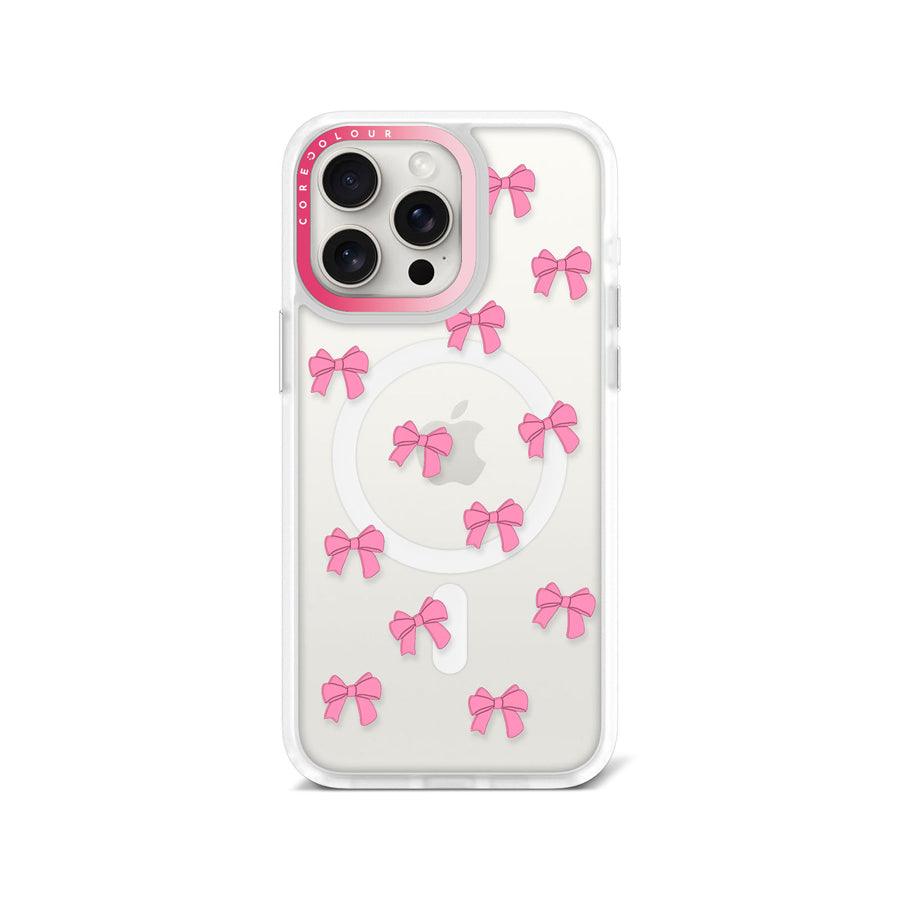 iPhone 15 Pro Max Pink Ribbon Bow Mini Phone Case MagSafe Compatible 