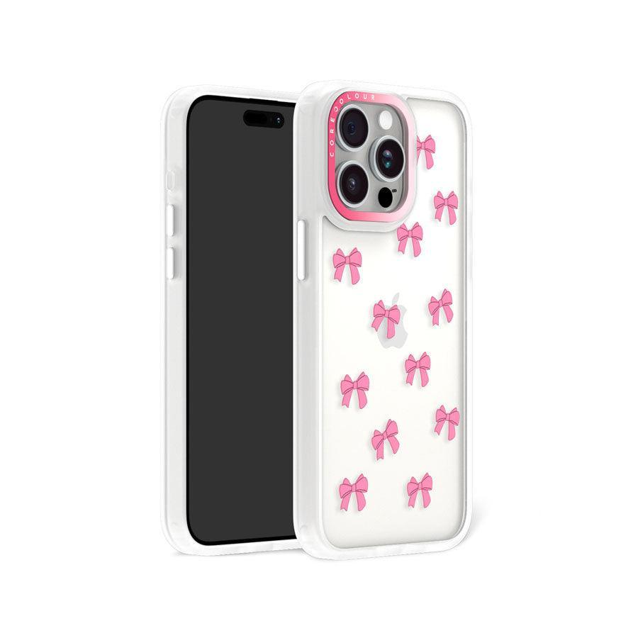 iPhone 15 Pro Max Pink Ribbon Bow Mini Phone Case MagSafe Compatible 