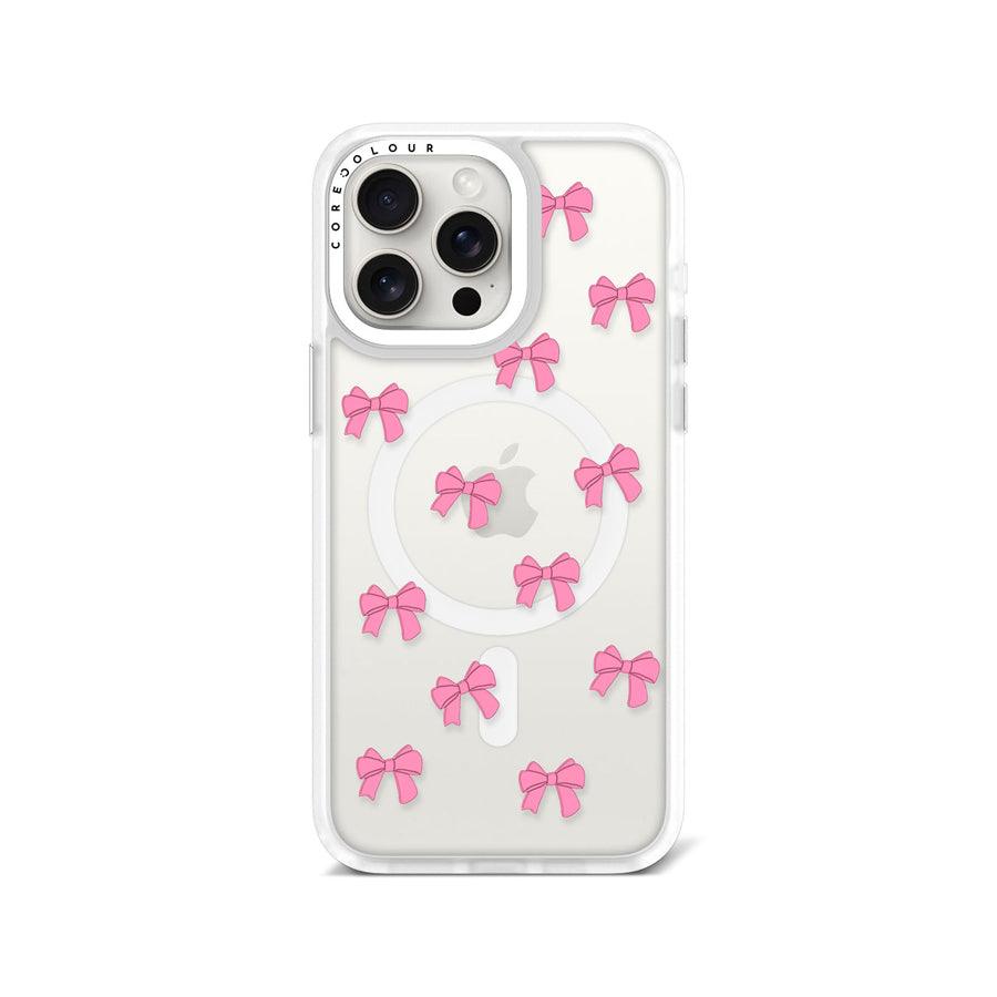 iPhone 15 Pro Max Pink Ribbon Bow Mini Phone Case MagSafe Compatible 