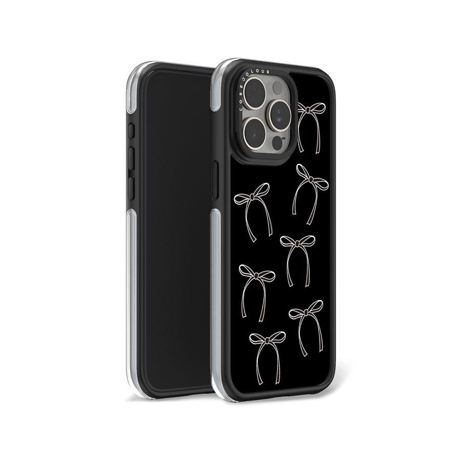 iPhone 15 Pro Max White Ribbon Minimal Line Camera Ring Kickstand Case 