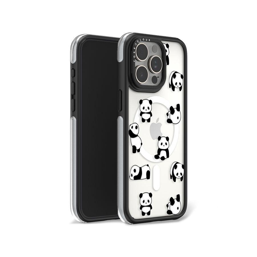 iPhone 15 Pro Moving Panda Camera Ring Kickstand Case 