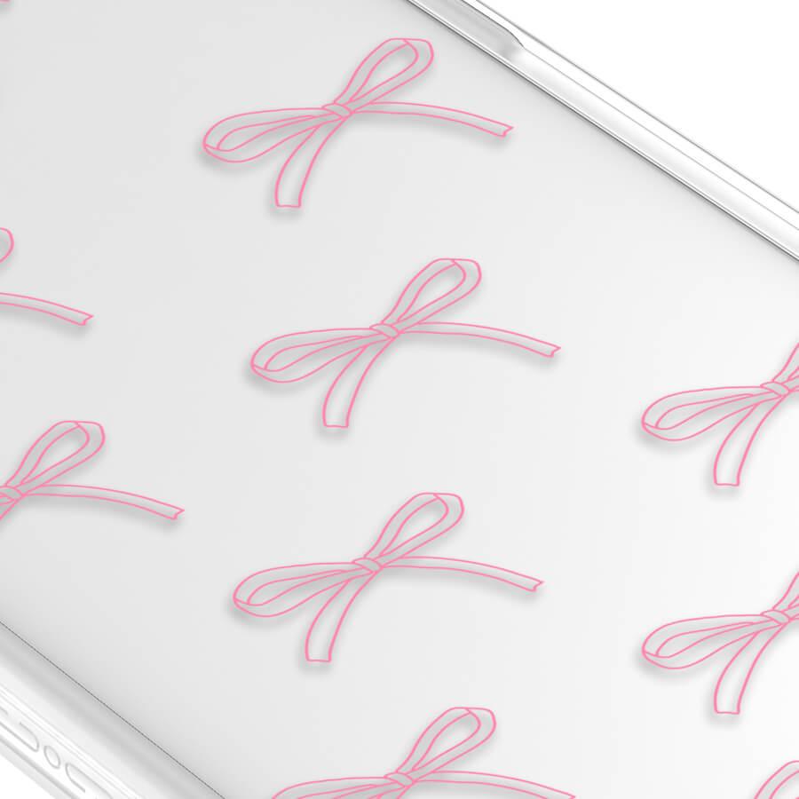 iPhone 15 Pro Pink Ribbon Minimal Line Ring Kickstand Case MagSafe Compatible 