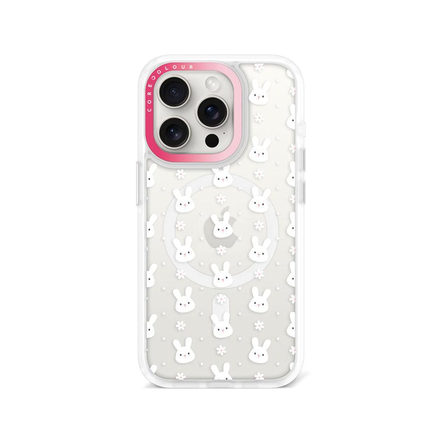 iPhone 15 Pro Rabbit and Flower Phone Case MagSafe Compatible 