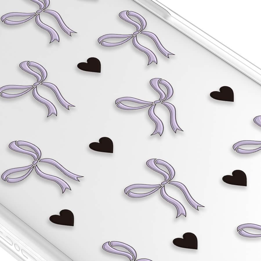 iPhone 15 Purple Ribbon Heart Ring Kickstand Case MagSafe Compatible 