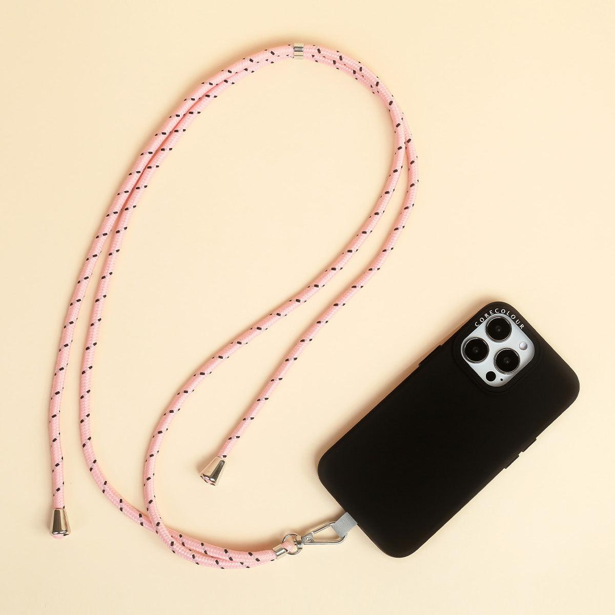 Pink Black Phone Strap with Strap Card - CORECOLOUR