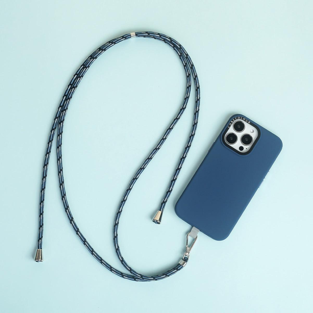 White Blue Phone Strap with Strap Card - CORECOLOUR