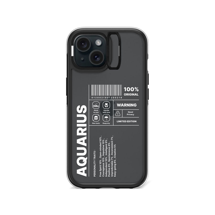 iPhone 15 Warning Aquarius Camera Ring Kickstand Case - CORECOLOUR