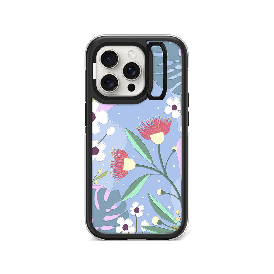 iPhone 15 Pro Eucalyptus Flower Camera Ring Kickstand Case - CORECOLOUR