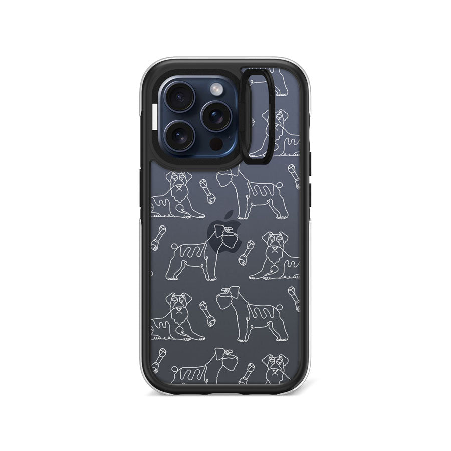 iPhone 15 Pro Schnauzer Minimal Line Ring Kickstand Case - CORECOLOUR
