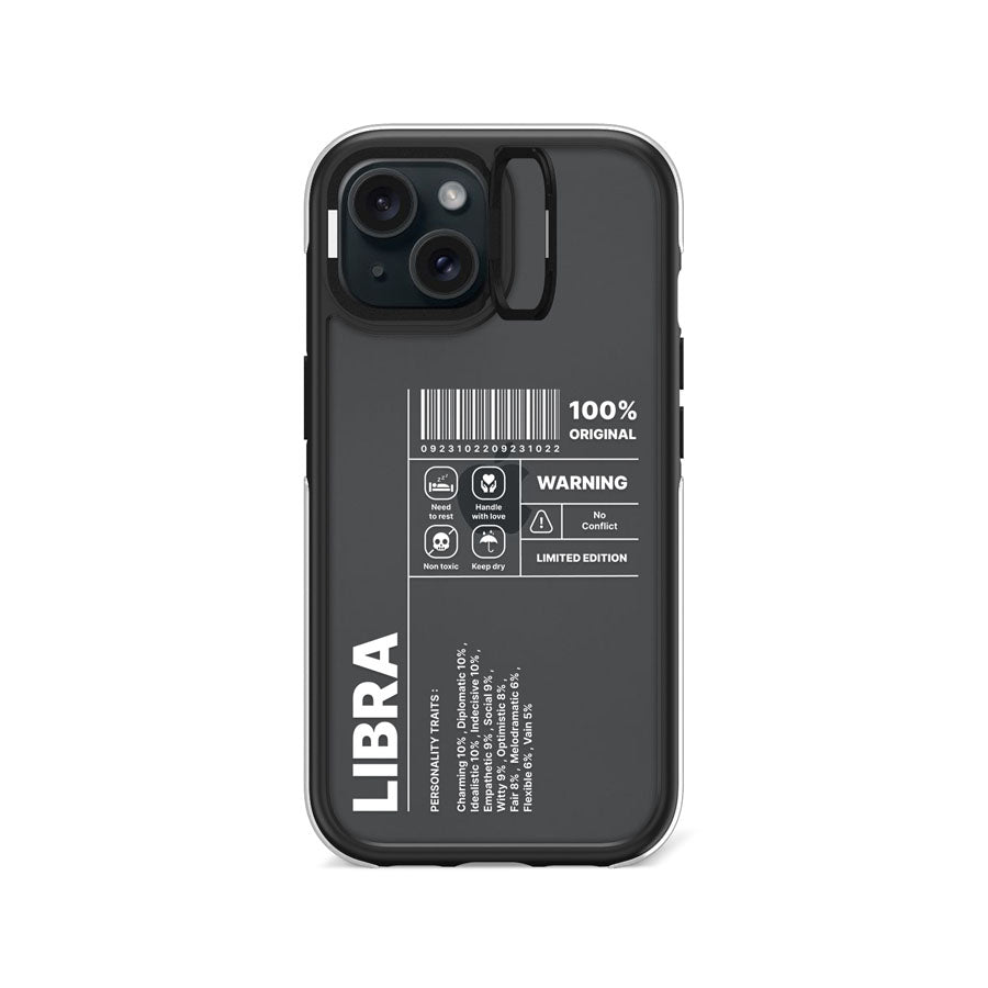 iPhone 15 Warning Libra Camera Ring Kickstand Case - CORECOLOUR