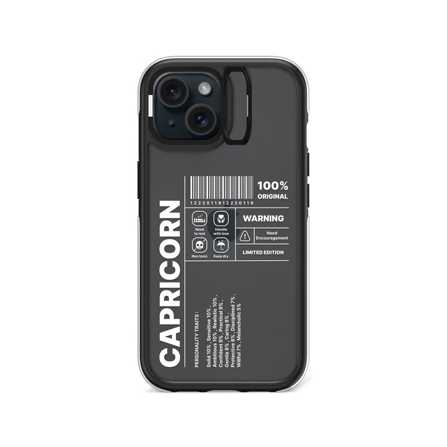 iPhone 15 Warning Capricorn Camera Ring Kickstand Case - CORECOLOUR