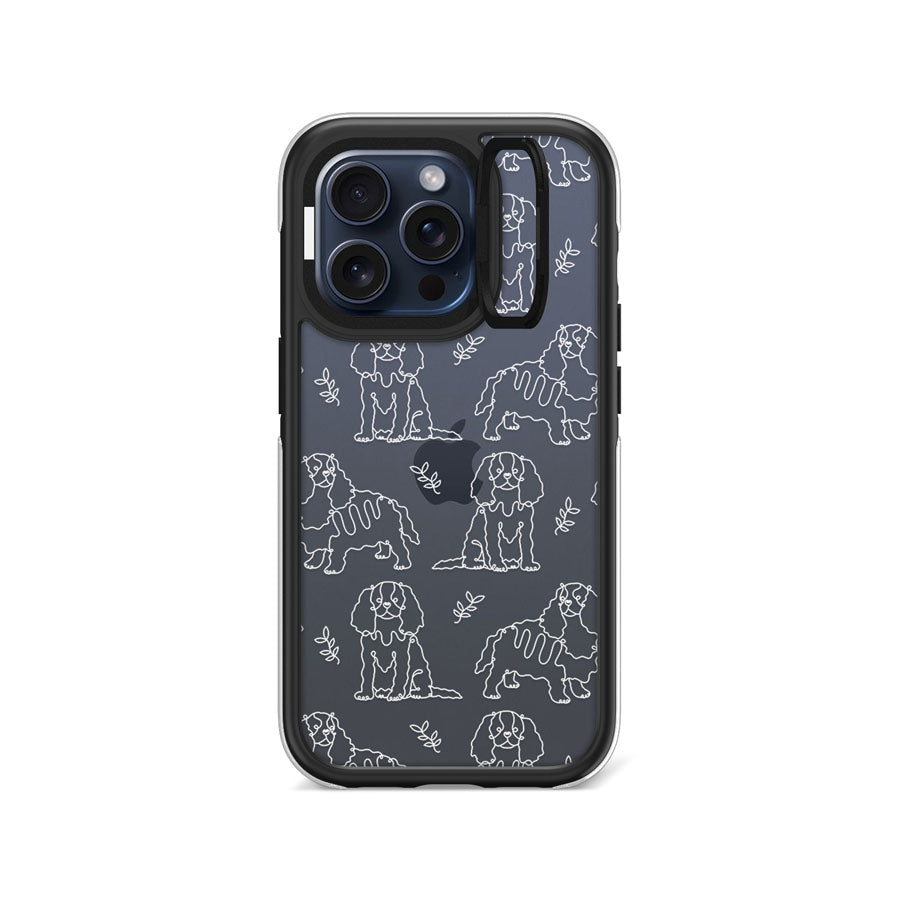 iPhone 15 Pro Cocker Spaniel Minimal Line Ring Kickstand Case - CORECOLOUR