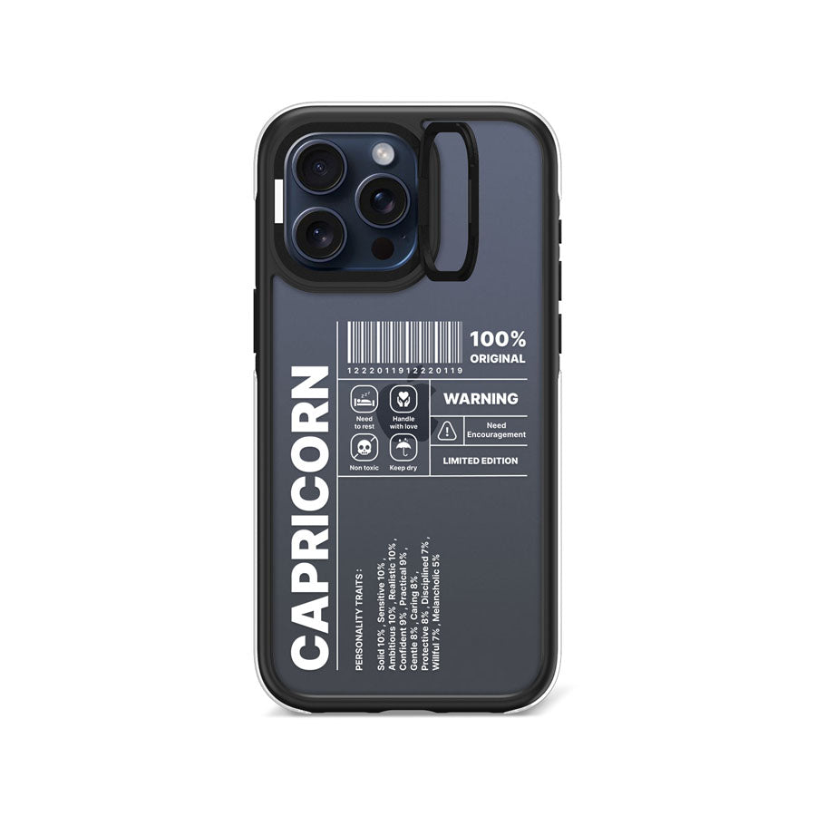 iPhone 15 Pro Max Warning Capricorn Camera Ring Kickstand Case - CORECOLOUR