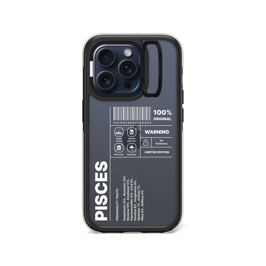 iPhone 15 Pro Warning Pisces Camera Ring Kickstand Case - CORECOLOUR