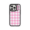iPhone 15 Pro Pink Houndstooth Camera Ring Kickstand Case - CORECOLOUR