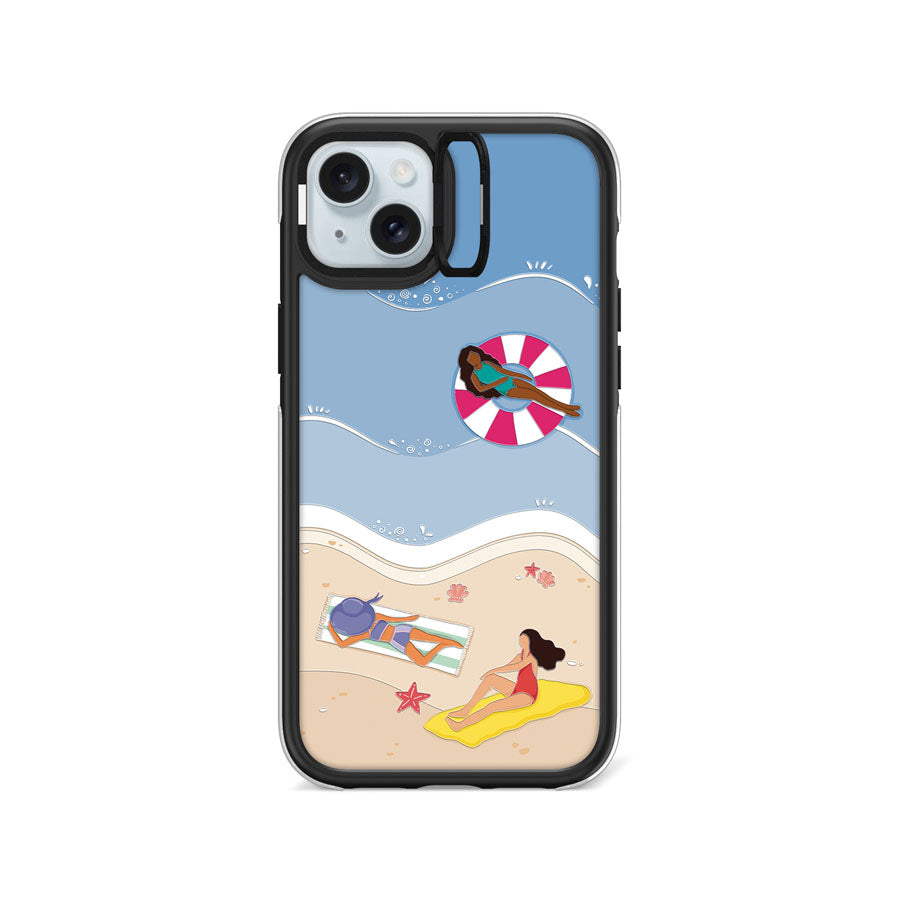 iPhone 15 Plus Azure Splash Camera Ring Kickstand Case - CORECOLOUR
