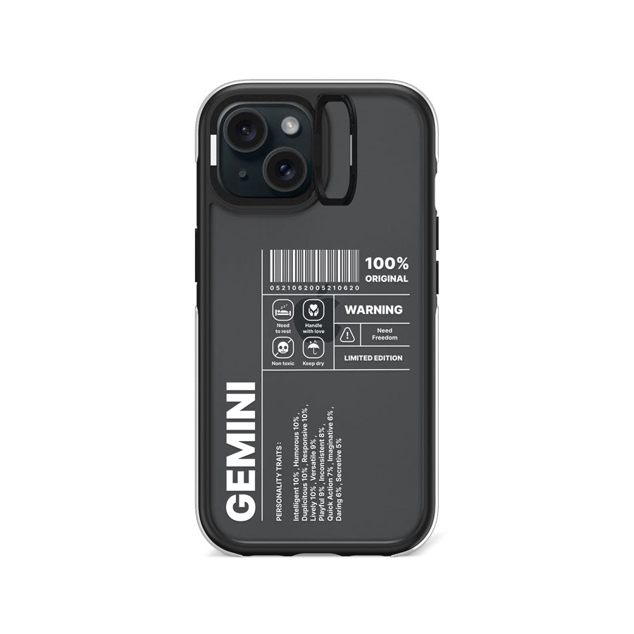 iPhone 15 Warning Gemini Camera Ring Kickstand Case - CORECOLOUR