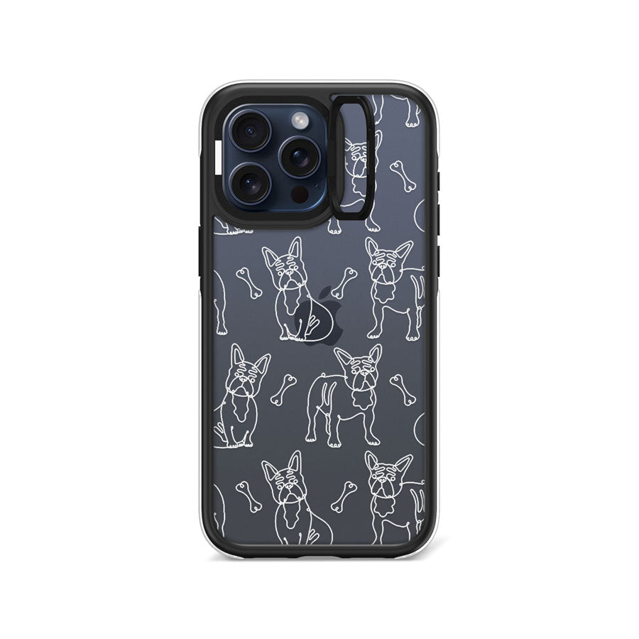 iPhone 15 Pro Max French Bulldog Minimal Line Ring Kickstand Case - CORECOLOUR