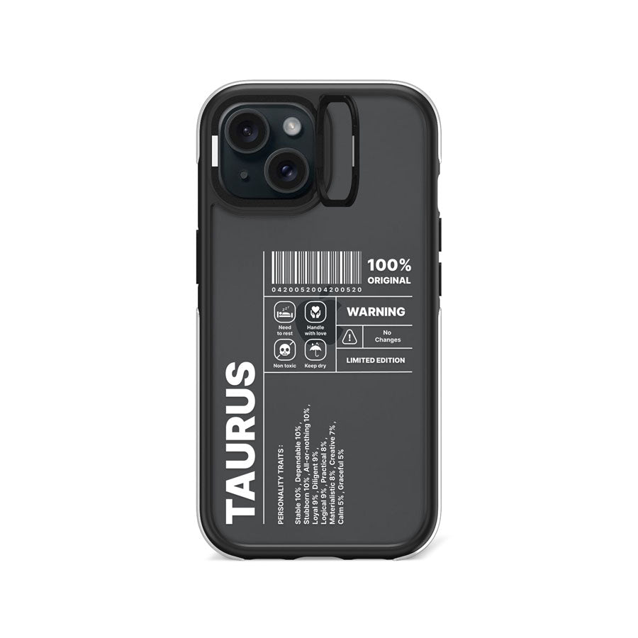 iPhone 15 Warning! Taurus Camera Ring Kickstand Case - CORECOLOUR