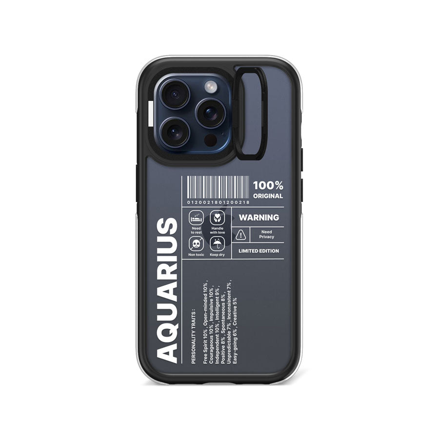 iPhone 15 Pro Warning Aquarius Camera Ring Kickstand Case - CORECOLOUR