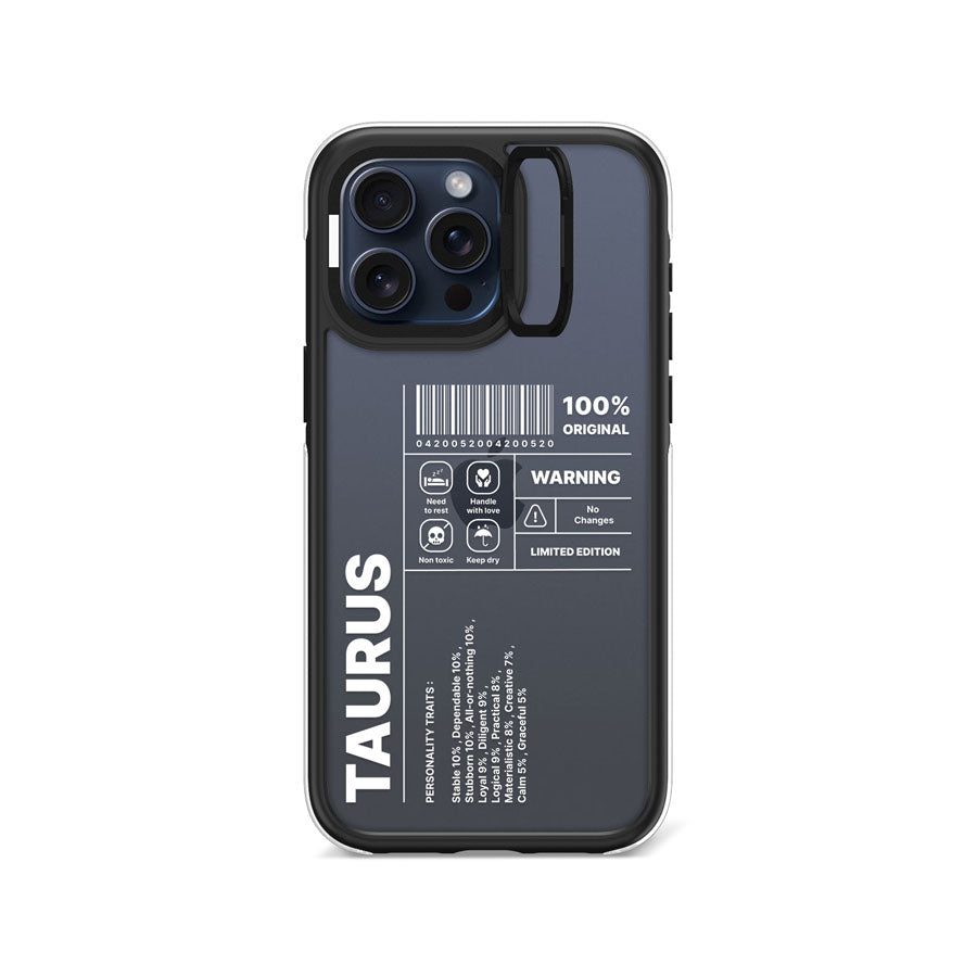 iPhone 15 Pro Max Warning! Taurus Camera Ring Kickstand Case - CORECOLOUR