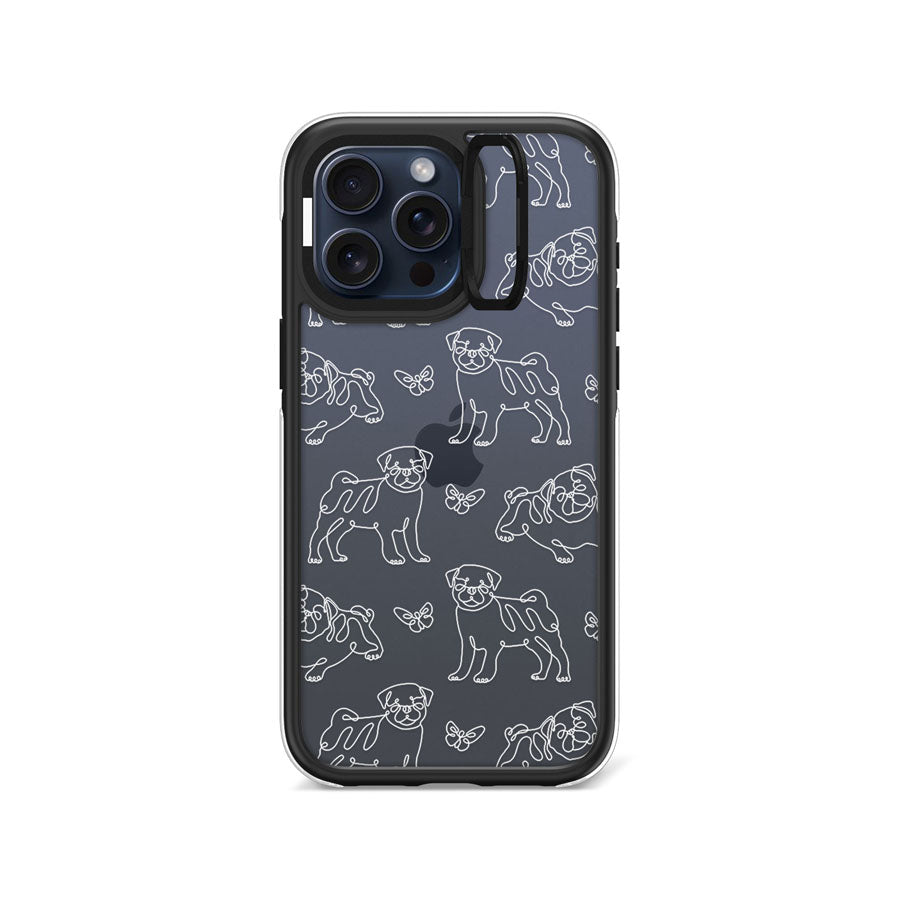 iPhone 15 Pro Max Pug Minimal Line Camera Ring Kickstand Case - CORECOLOUR