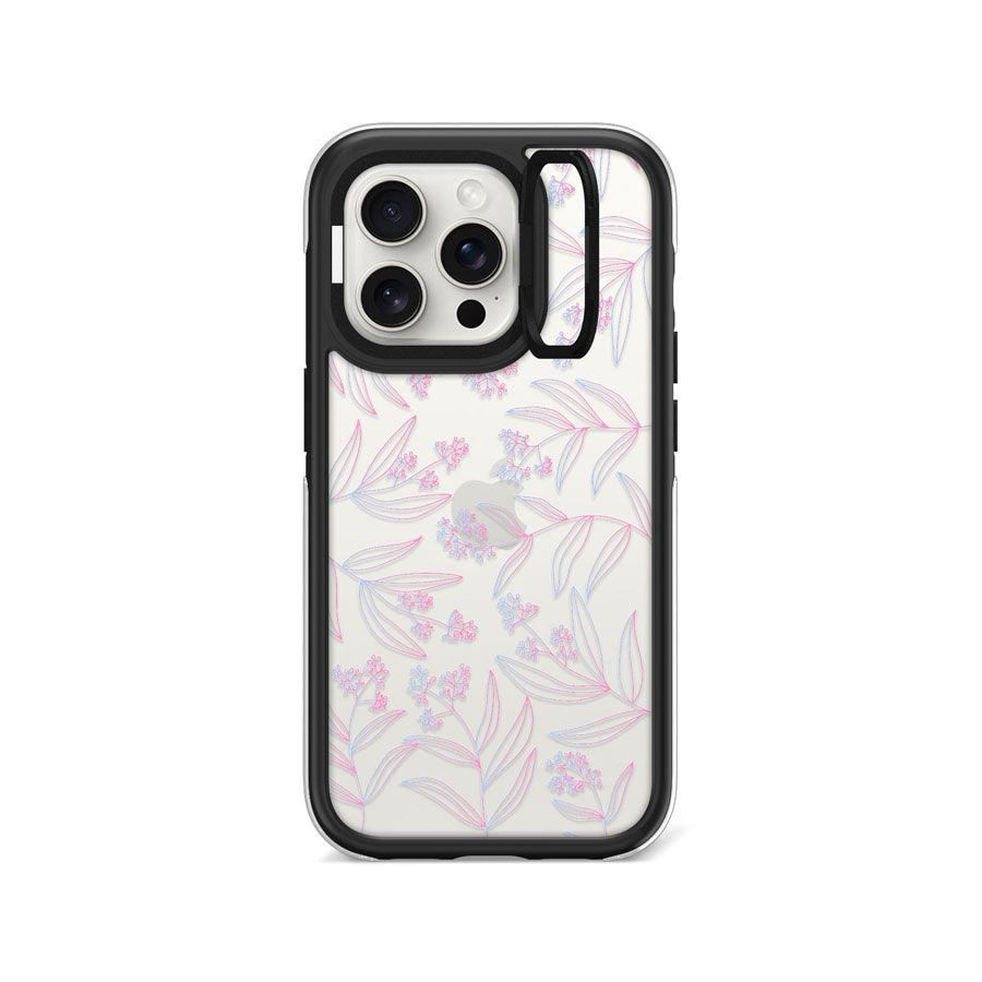 iPhone 15 Pro Mauve Leaf Camera Ring Kickstand Case - CORECOLOUR