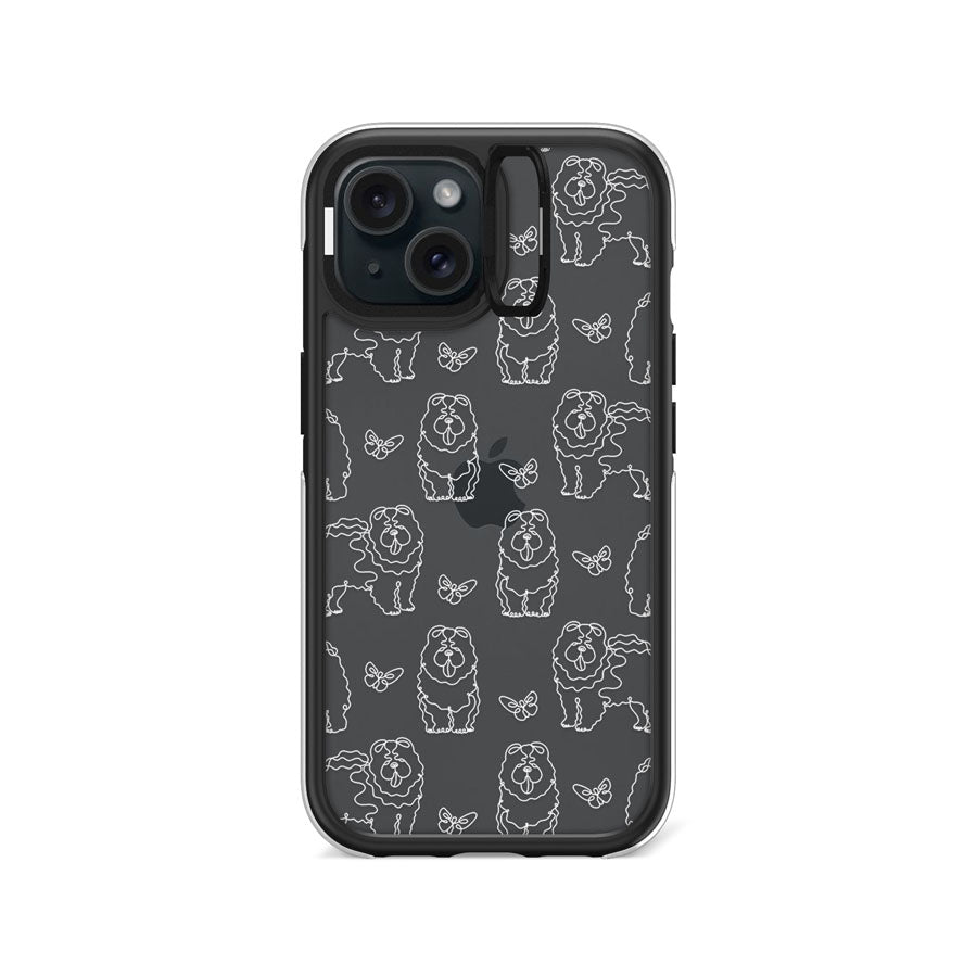 iPhone 15 Chow Chow Minimal Line Ring Kickstand Case - CORECOLOUR