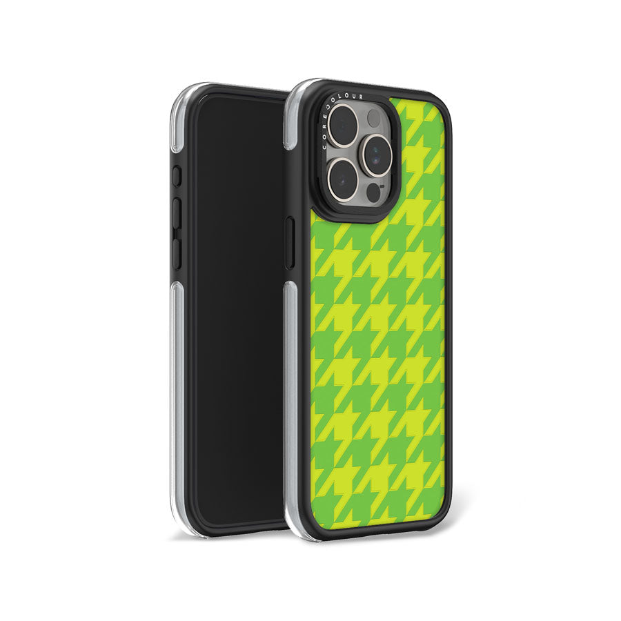 iPhone 15 Pro Max Green Houndstooth Camera Ring Kickstand Case - CORECOLOUR