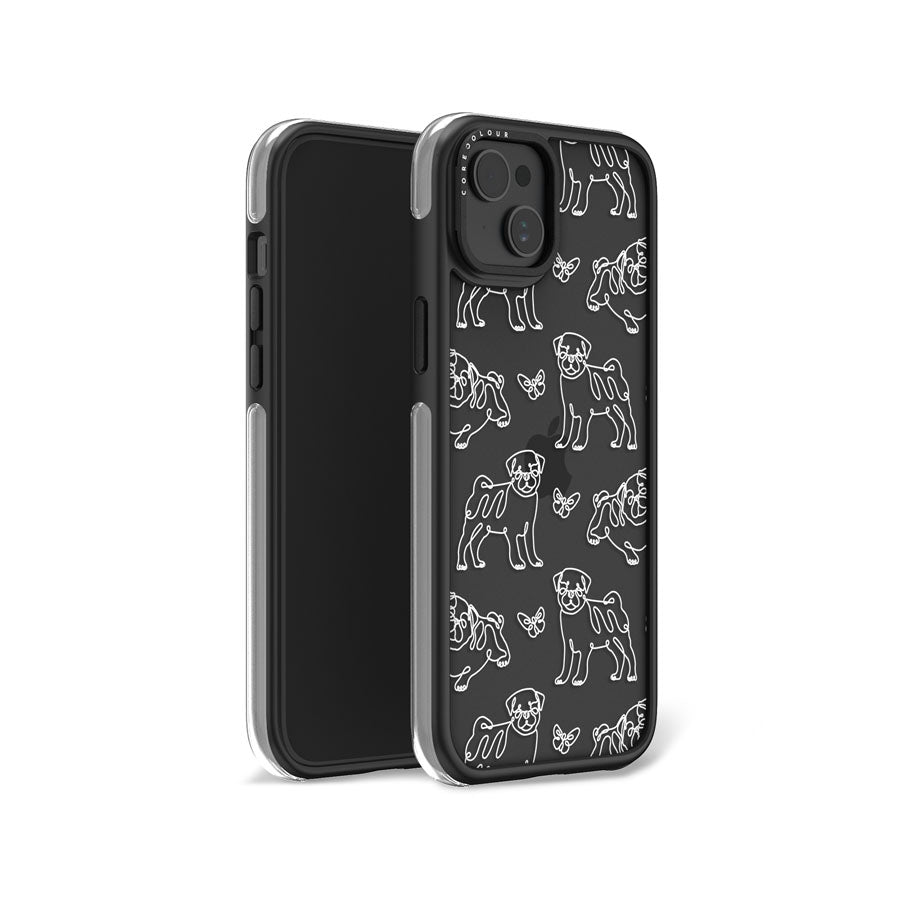 iPhone 15 Plus Pug Minimal Line Camera Ring Kickstand Case - CORECOLOUR