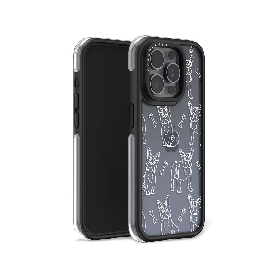iPhone 15 Pro French Bulldog Minimal Line Ring Kickstand Case - CORECOLOUR