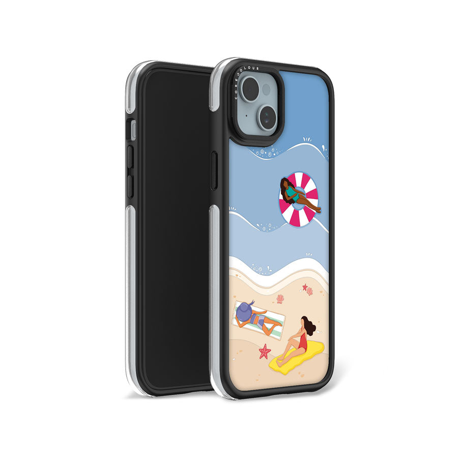 iPhone 15 Plus Azure Splash Camera Ring Kickstand Case - CORECOLOUR