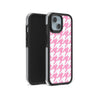 iPhone 15 Pink Houndstooth Camera Ring Kickstand Case - CORECOLOUR