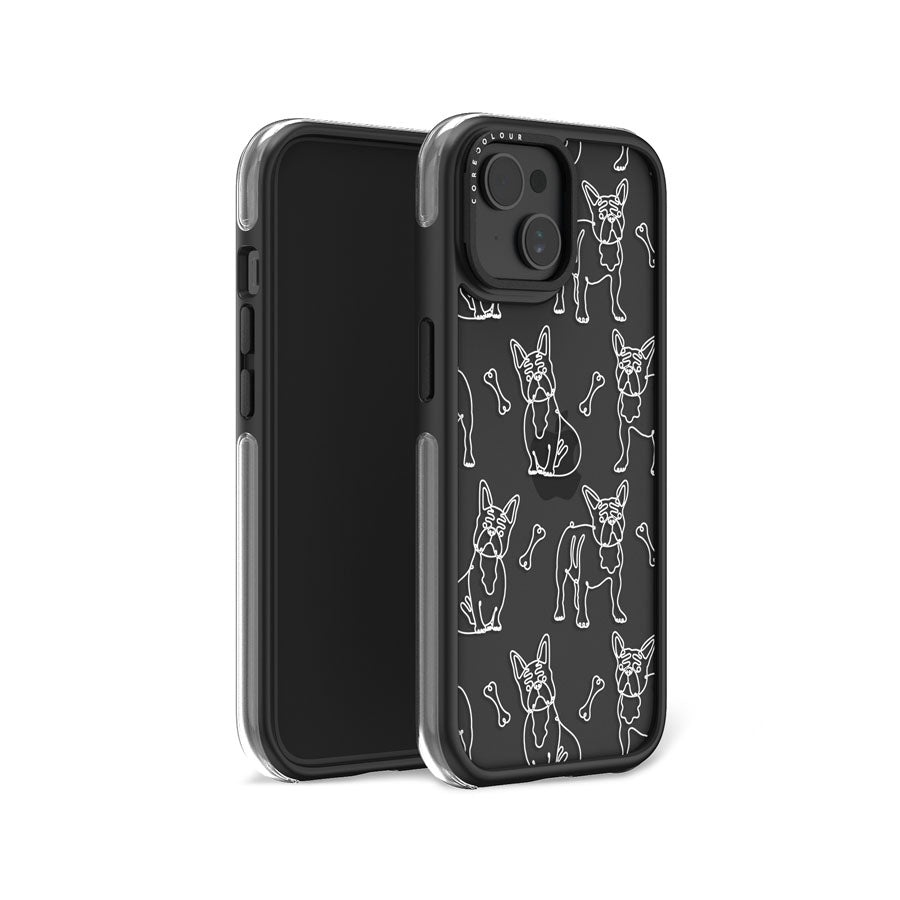 iPhone 15 French Bulldog Minimal Line Ring Kickstand Case - CORECOLOUR