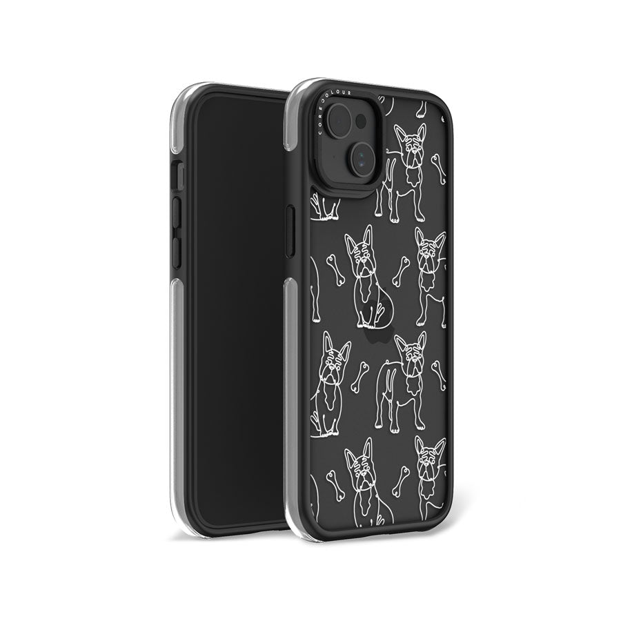 iPhone 15 Plus French Bulldog Minimal Line Ring Kickstand Case - CORECOLOUR