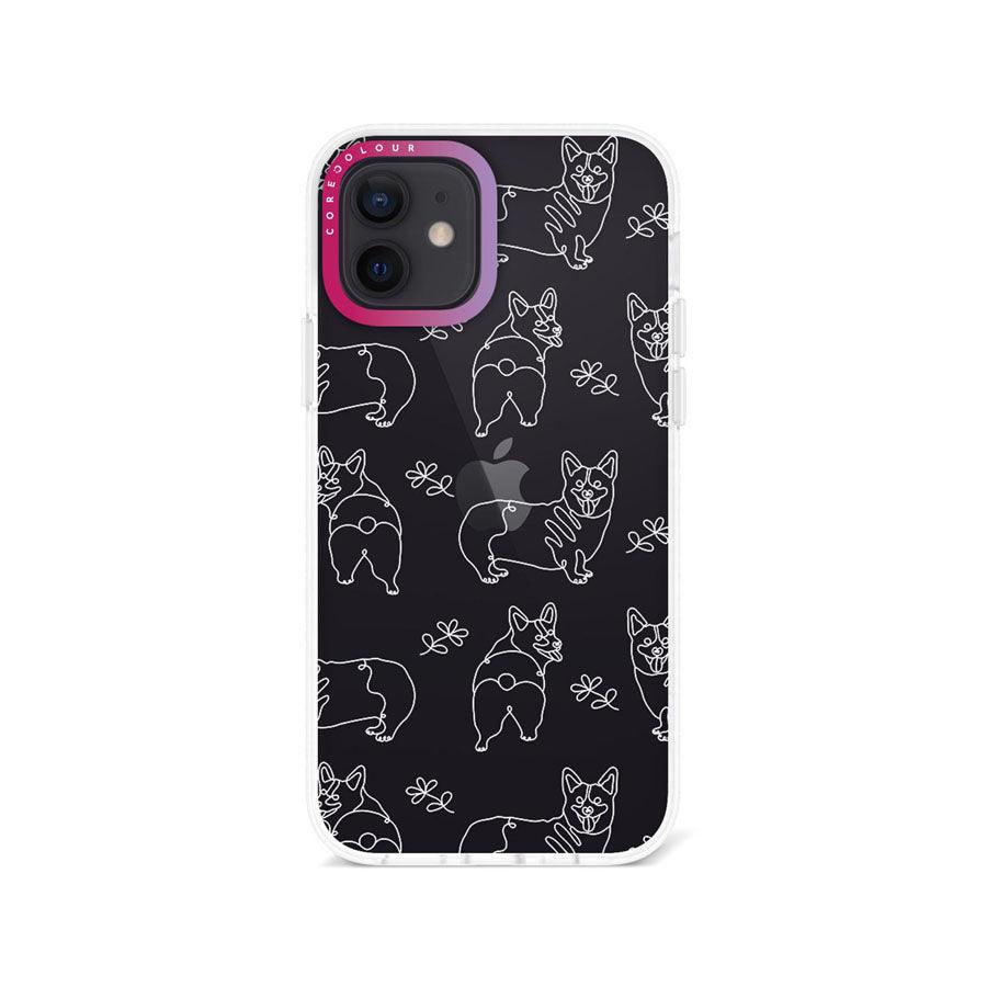 iPhone 12 Corgi Minimal Line Phone Case - CORECOLOUR