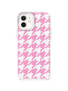 iPhone 12 Pink Houndstooth Phone Case - CORECOLOUR