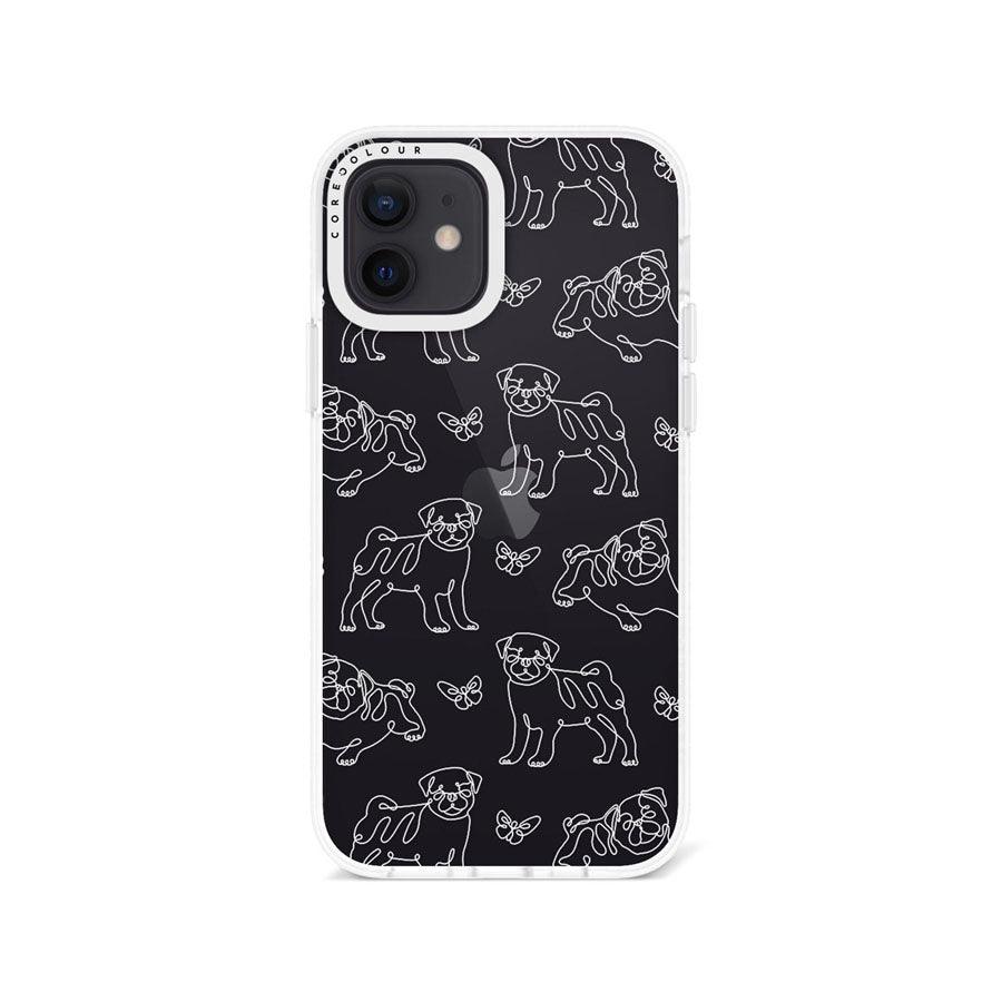 iPhone 12 Pug Minimal Line Phone Case - CORECOLOUR