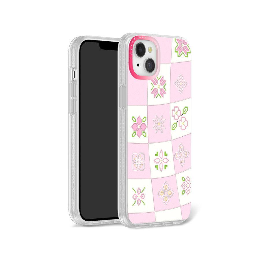 iPhone 13 Cherry Blossom Checker Phone Case - CORECOLOUR
