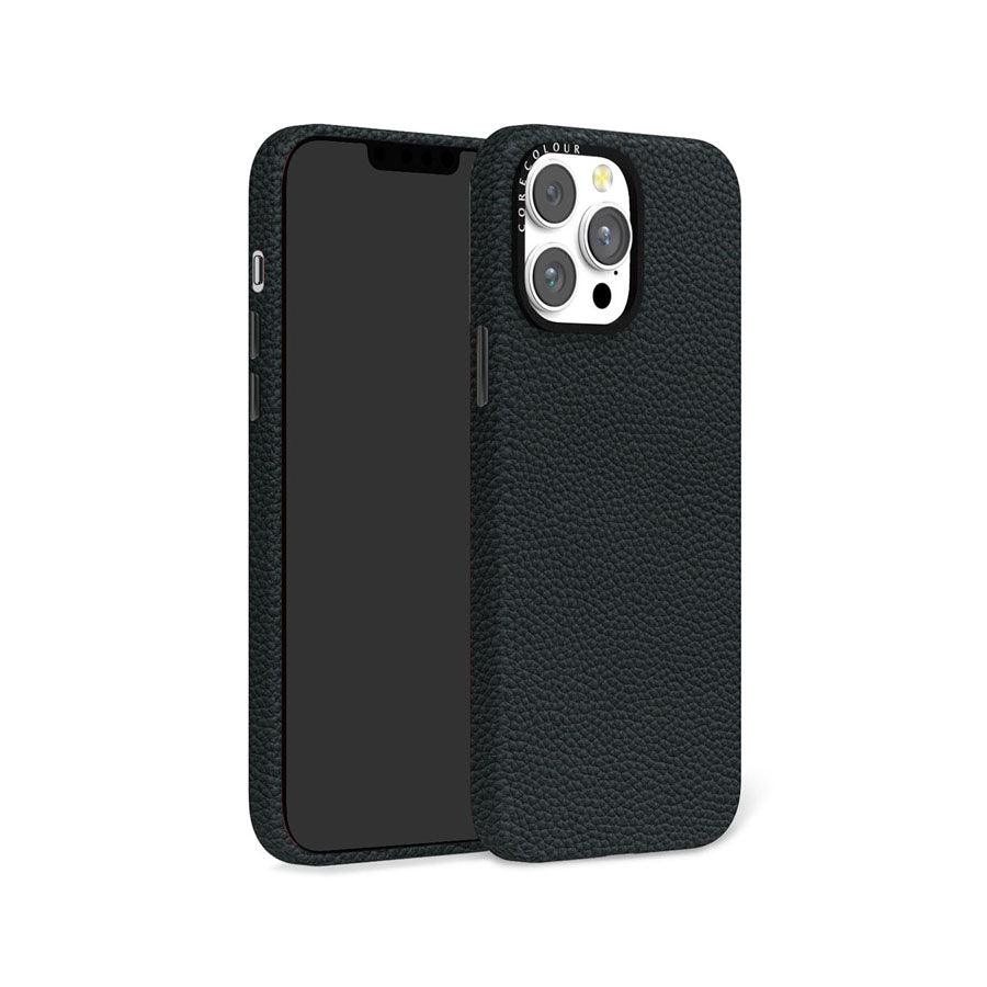 iPhone 13 Pro Max Black Genuine Leather Phone Case - CORECOLOUR