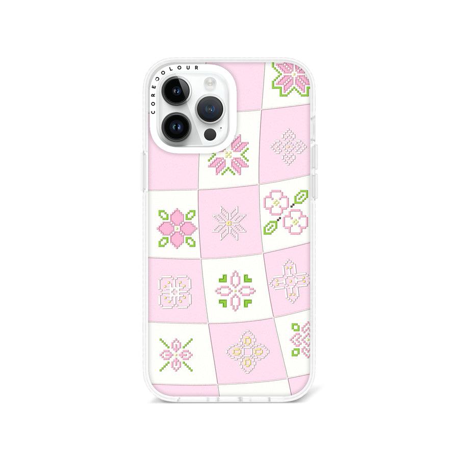 iPhone 13 Pro Max Cherry Blossom Checker Phone Case - CORECOLOUR