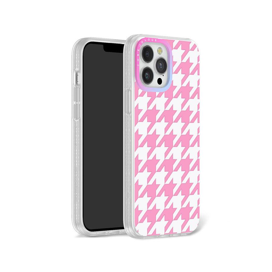 iPhone 13 Pro Max Pink Houndstooth Phone Case - CORECOLOUR