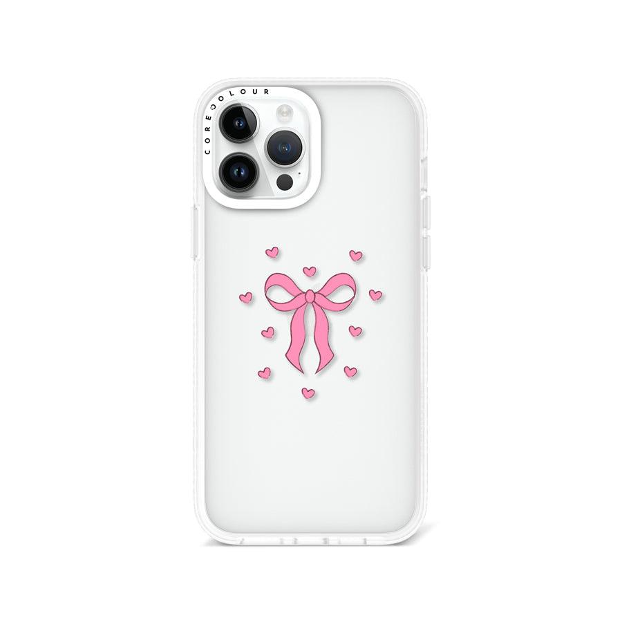 iPhone 13 Pro Max Pink Ribbon Heart Phone Case - CORECOLOUR