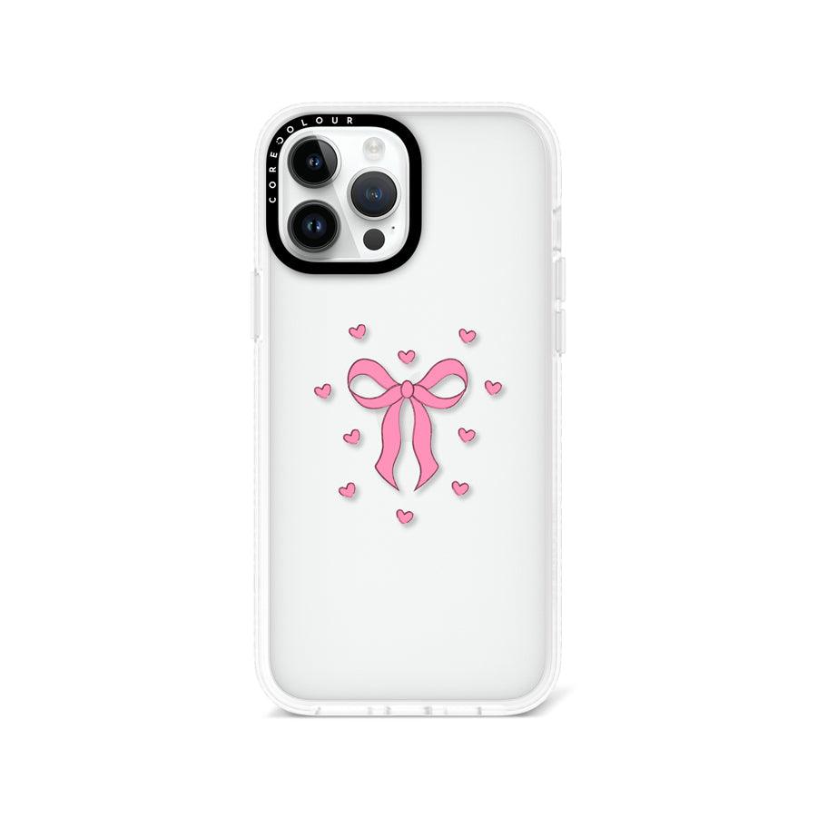 iPhone 13 Pro Max Pink Ribbon Heart Phone Case - CORECOLOUR